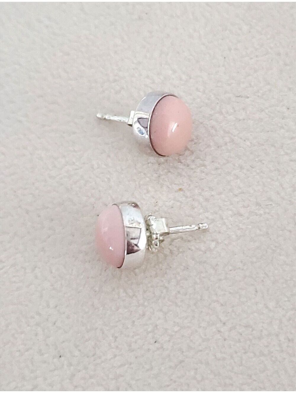 Vintage Sterling Silver Pink Lucite Stud Earrings